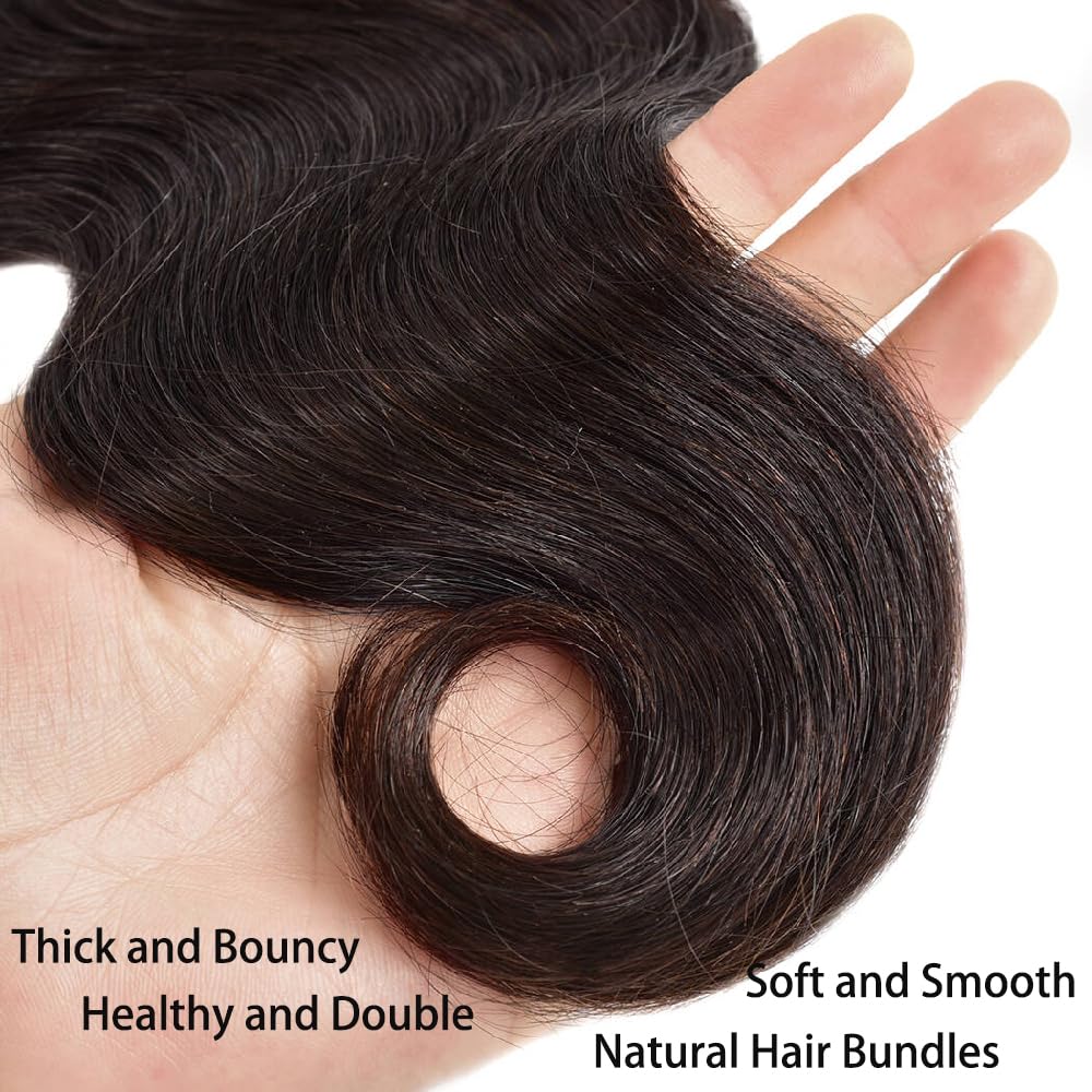Atikual Brazilian Body Wave Hair 3 Bundles With 4x4 Lace Closure High Quality Brazilian Virgin Hair Human Hair Bundles With Closure