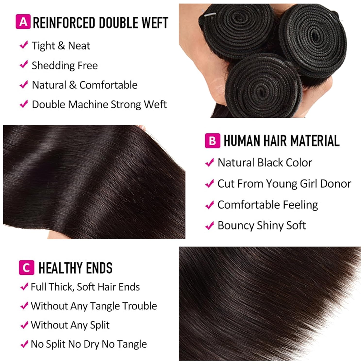 Atikual Hair Brazilian Straight Human Hair 3 Bundles With 4x4 Lace Closure Mink Brazilian Virgin Hair Straight With Closure