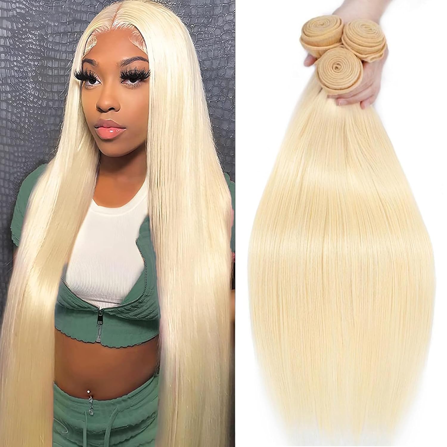 Atikual hair brazilian Straight Virgin Hair Color #613 Brazilian Human Hair 3 Bundles