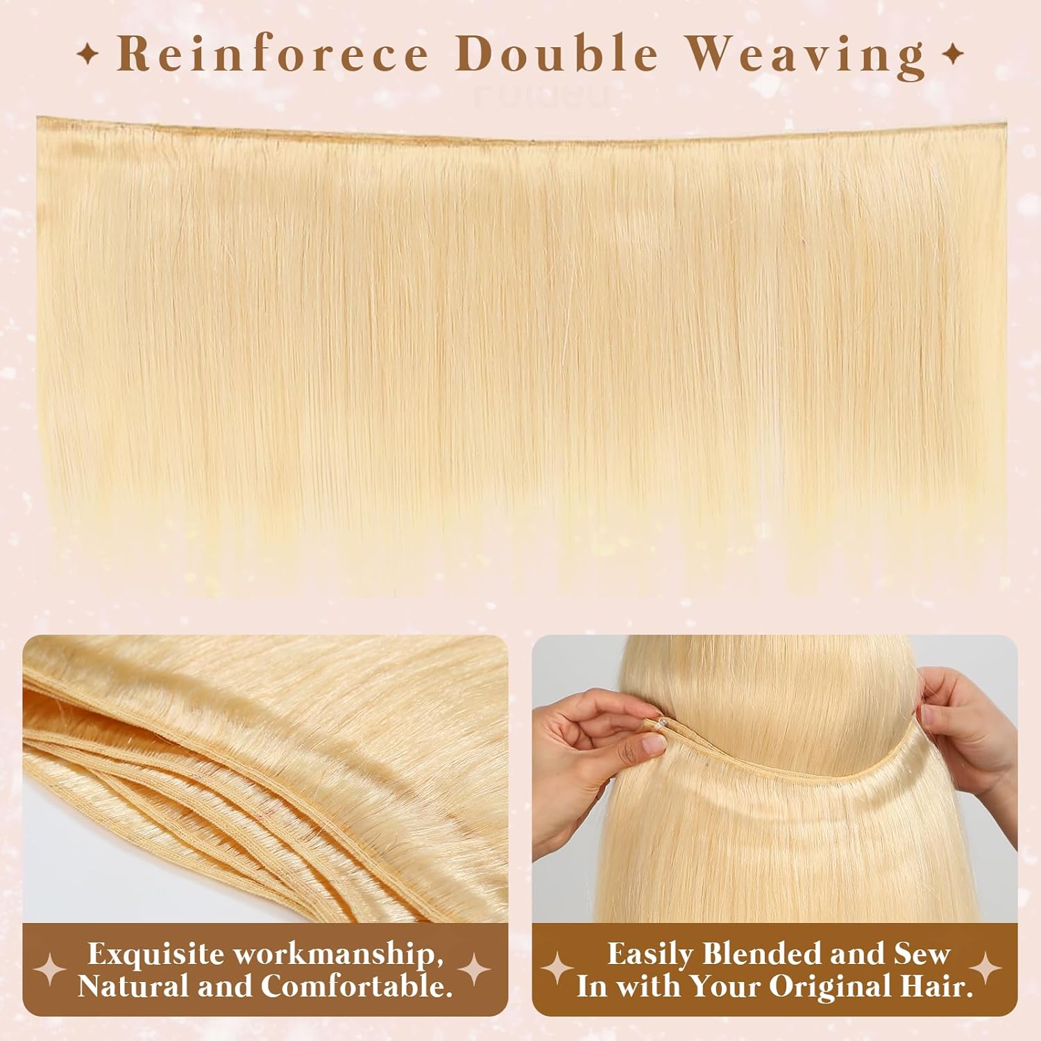 Atikual Hair 4pcs Straight Bundles Brazilian Virgin Hair Wave Bundles Color #613 100% virgin Human hair Weave