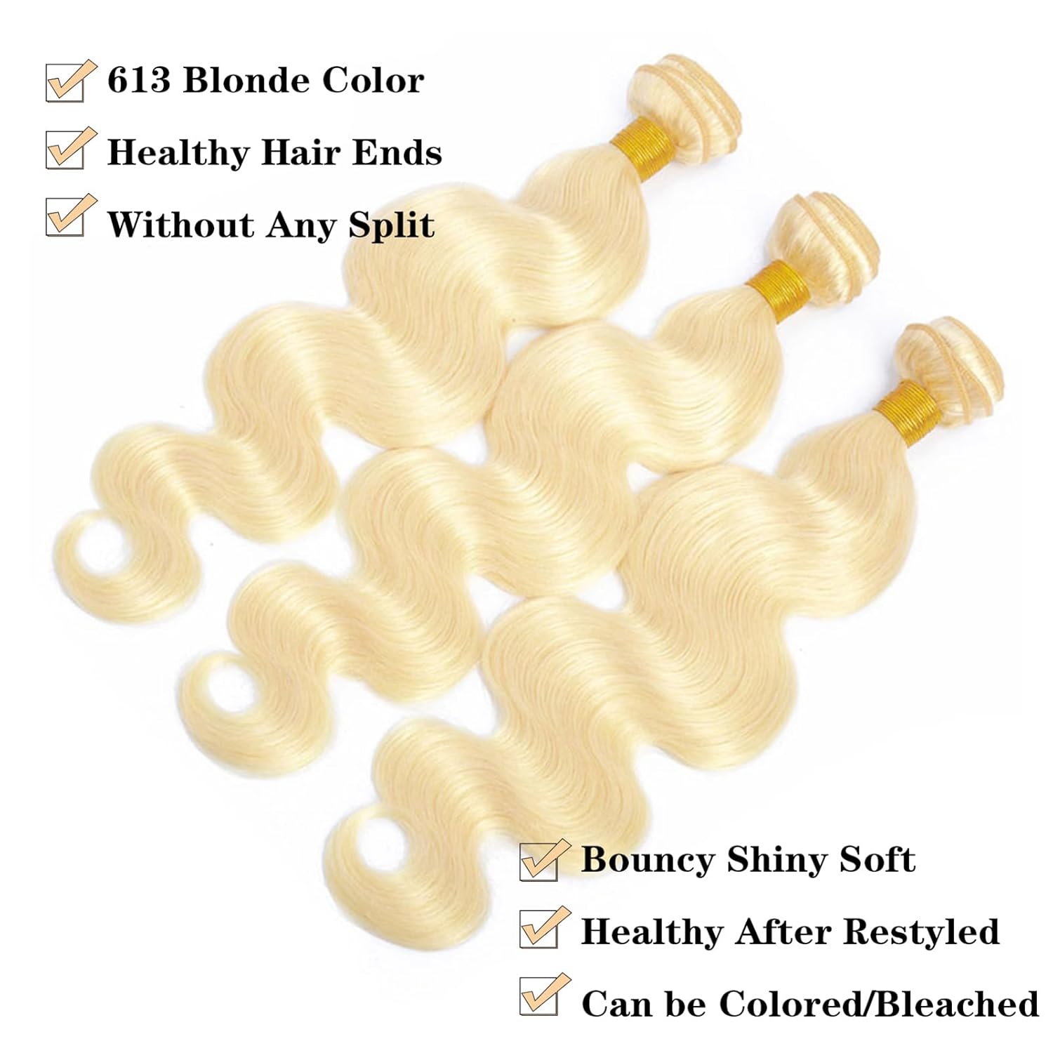 Atikual hair Brazilian blonde body wave human hair 3 bundles virgin human hair 613 color