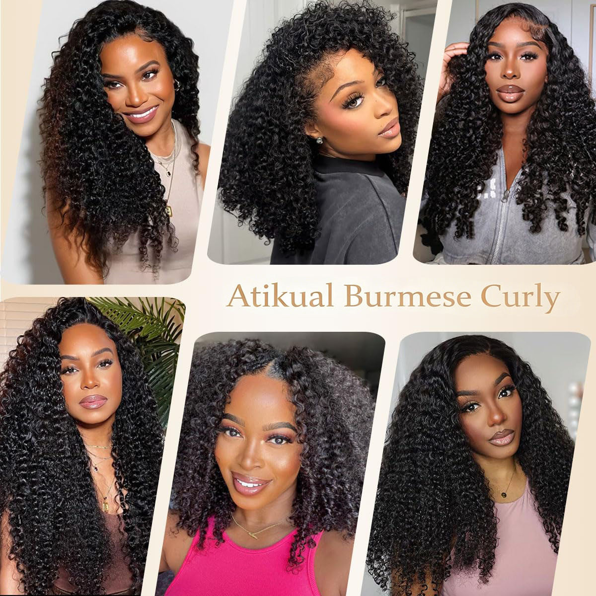 Atikual 100% Unprocessed Burmese Curly Human Hair 4Pcs Bundles Quick Weave Water Wave With Spiral Curly End Hair Extensions Natural Black