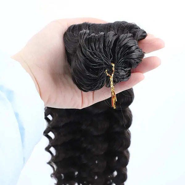 Atikual Deep Wave Soft Seamless Crochet Hair Natural Black Human Hair Extension for Black Women Hair