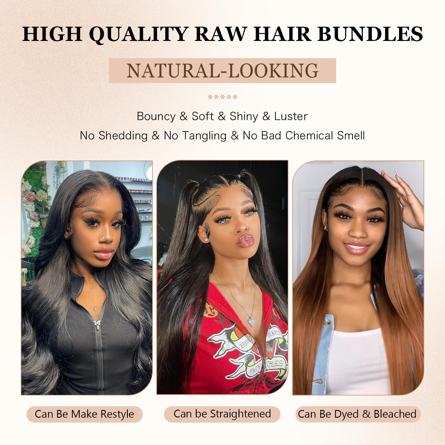 Atikual Long Straight Hair 3 Bundles With 13x4 Lace Frontal 100% Virgin Human Hair
