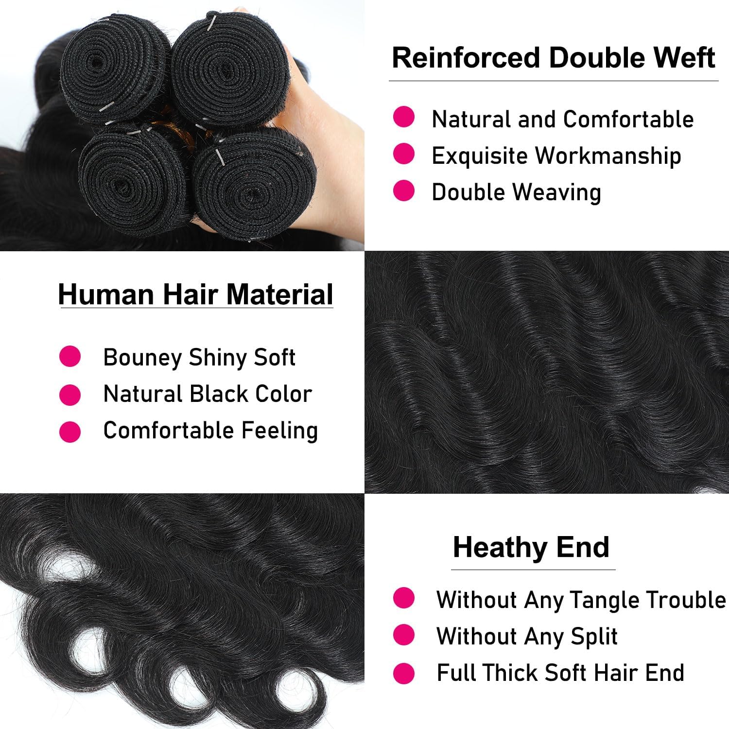 Atikual Brazilian Hair Body Wave 4 Bundles Deal High Quality Virgin Hair Bundles Brazilian Body Wave Hair Extension Natural Color