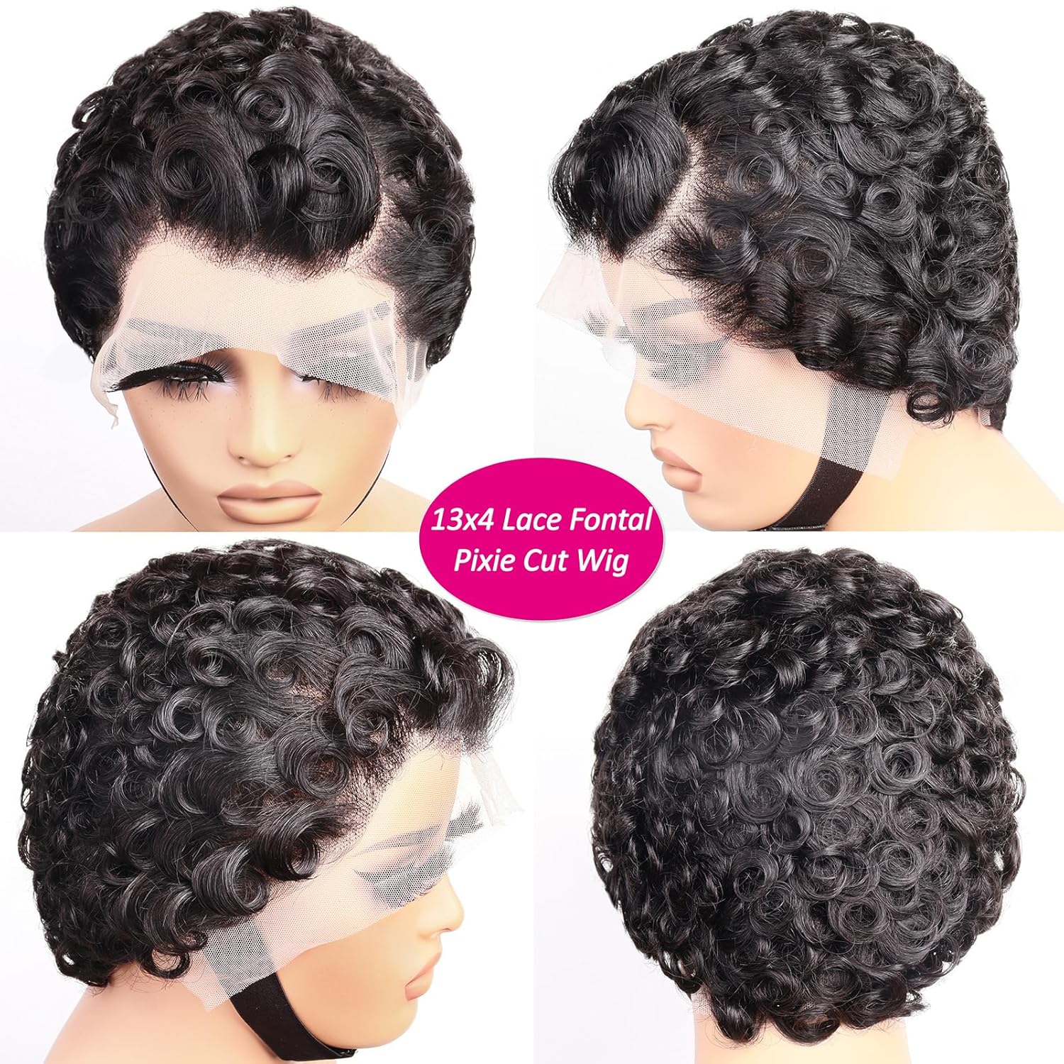 Short Curly Pixie Cut 13x4 Lace Front Wig 100% Human Hair Wigs
