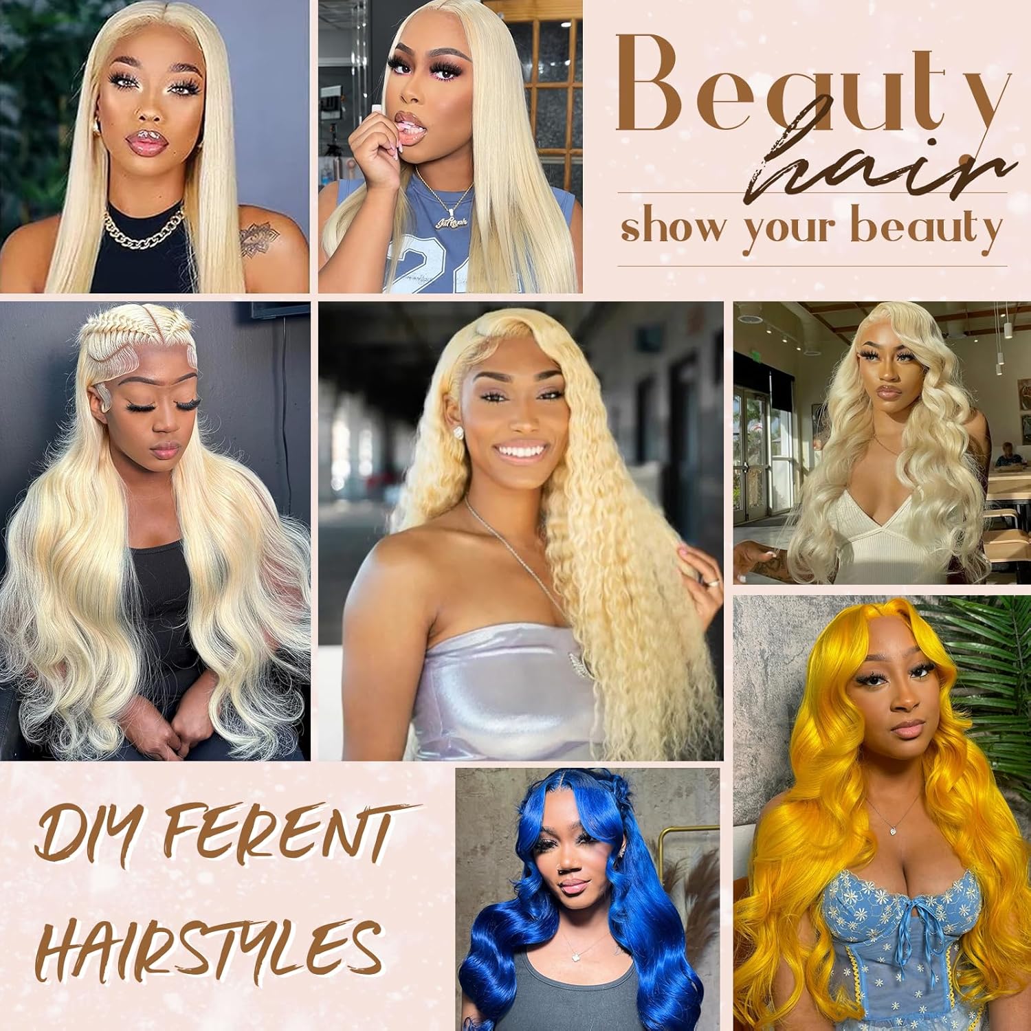 Atikual Hair 4pcs Straight Bundles Brazilian Virgin Hair Wave Bundles Color #613 100% virgin Human hair Weave