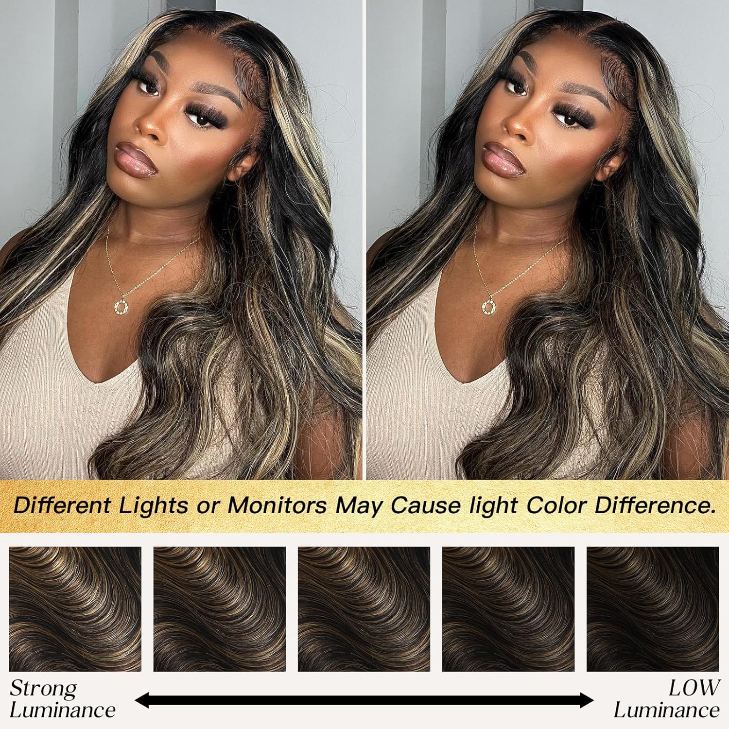 Atikual Honey Blonde Highlight Body Wave Bundles with Closure 3 Highlighted Bundles with 4x4 Closure Human Hair Sew In Weaves Brazilian Virgin Remy Hair