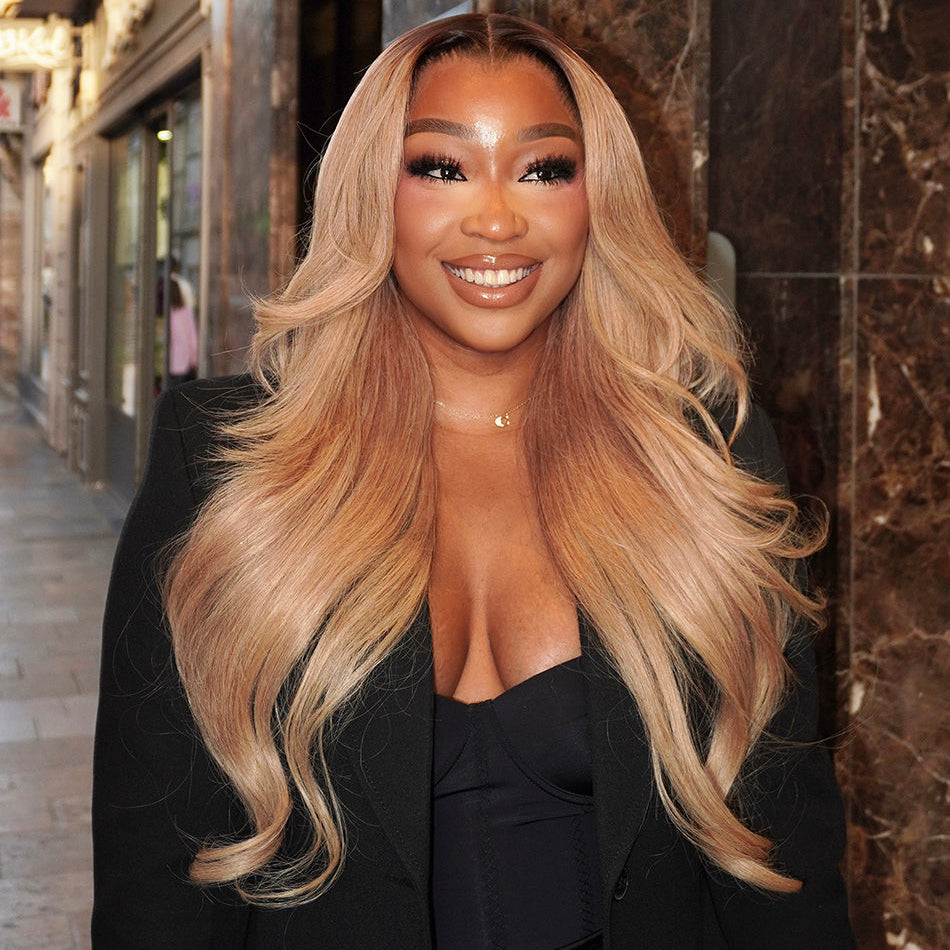 Atikual Professional Toned Ombre Ash Blonde Mixed Dirty Blonde HD Lace Front Human Hair Wigs Glueless Wigs