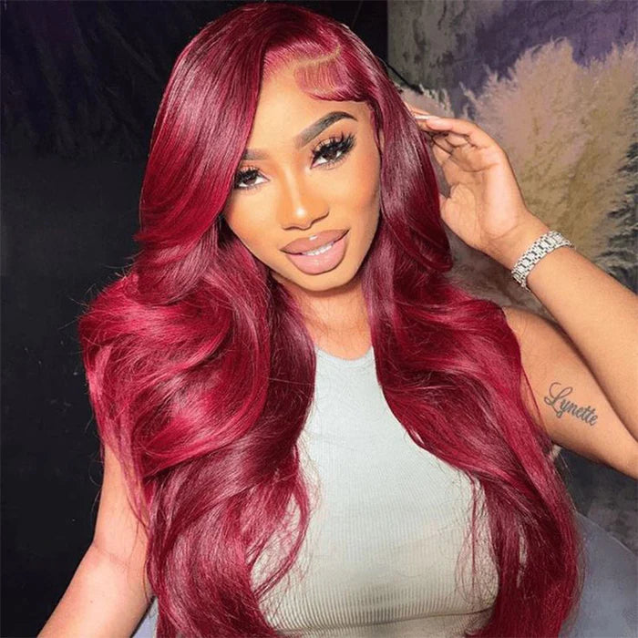 Atikual Burgundy 99J Colored Wig Body Wave Red Color 13*4 13*6 Lace Front Human Hair Wigs for Women