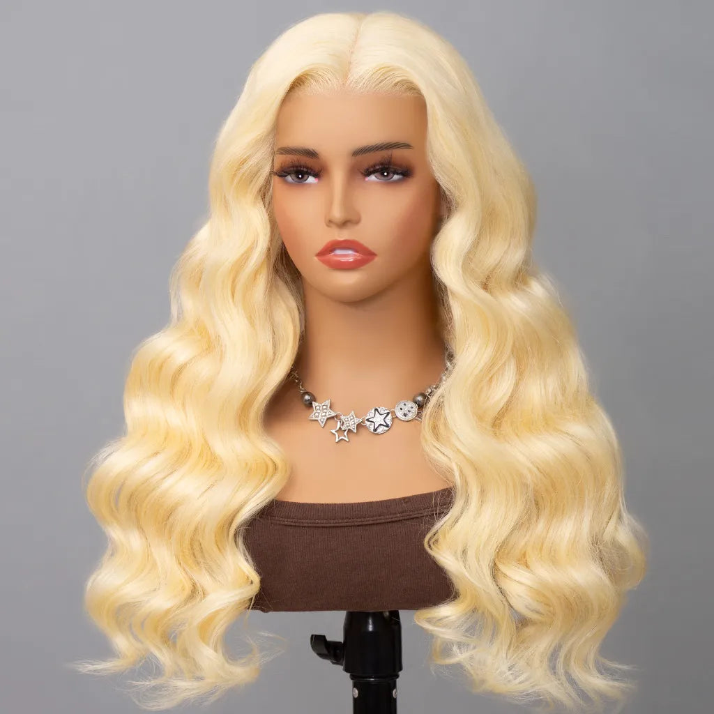 Atikual Blonde Glueless 7*5 Pre Cut Lace Wig 613 Glueless Lace Pre Bleached Wear Go Wig Human Hair