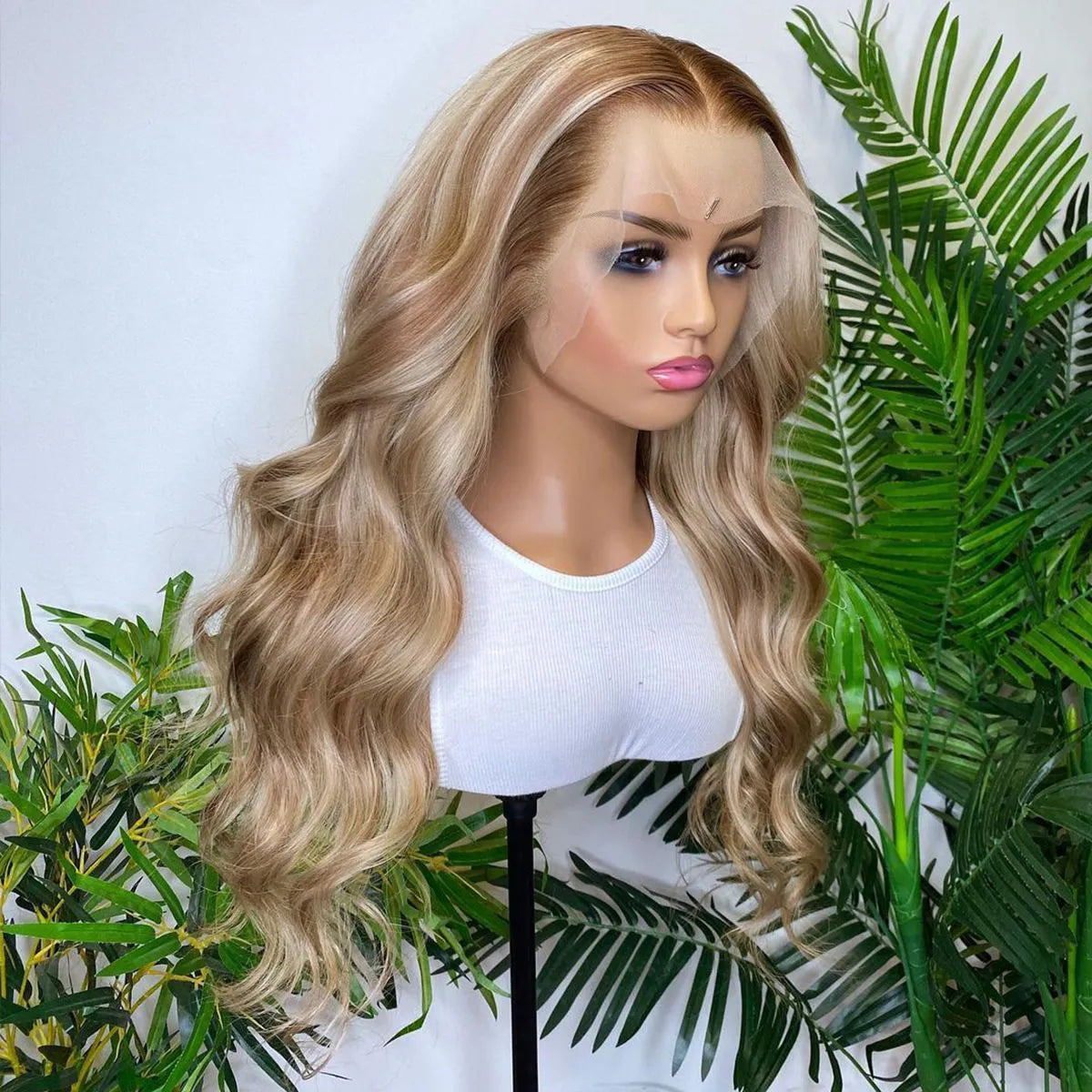 Atikual Blonde Highlight Lace Front Wig 16/613 Human Hair 13*6 Body Wave Straight Wigs 180% Density Human Hair