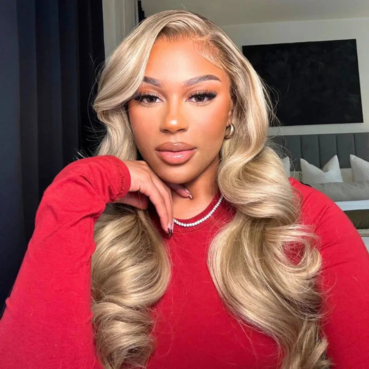 Atikual Blonde Highlight Lace Front Wig 16/613 Human Hair 13*6 Body Wave Straight Wigs 180% Density Human Hair