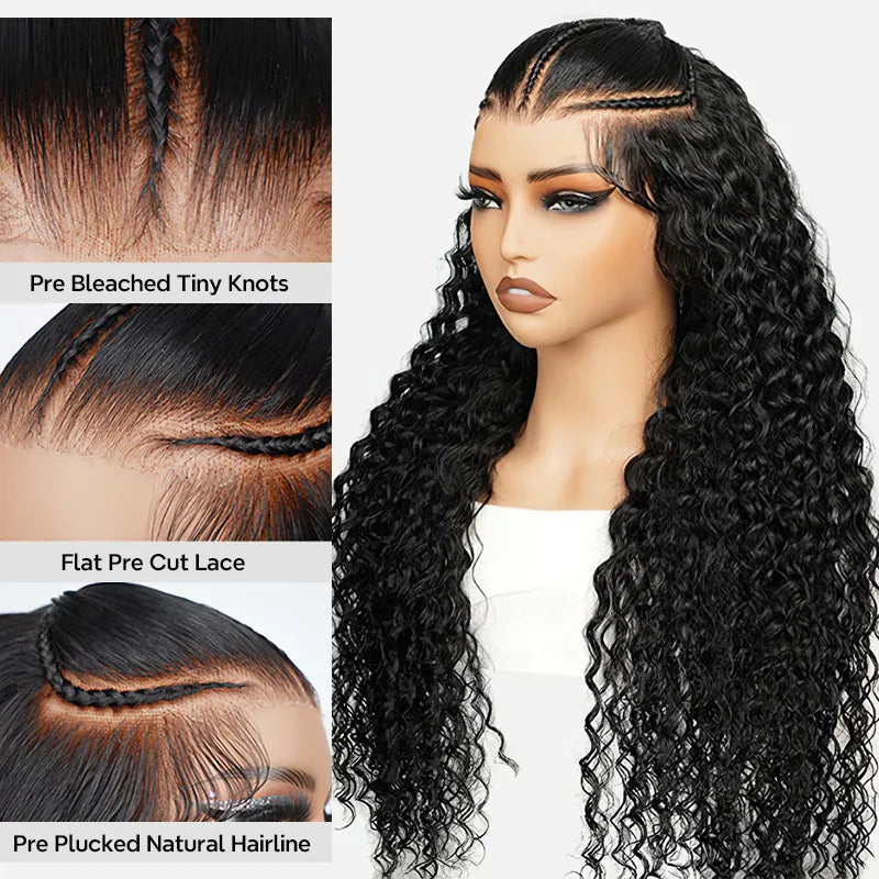 Atikual Glueless Pre-Braided 9×6 Pre Cut Lace Wig Deep Wave Flexi-Fit Wig Pre-Everything