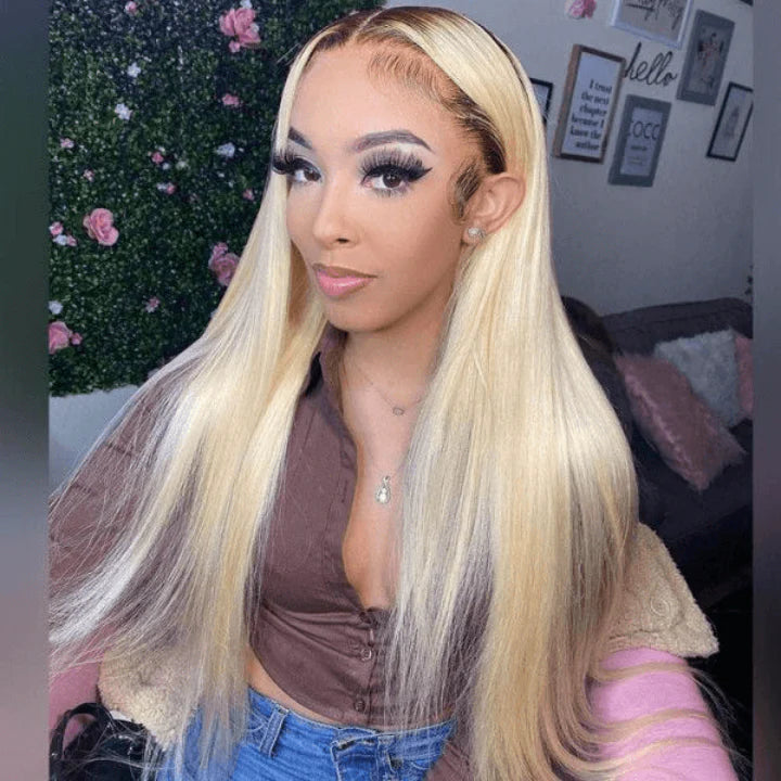 Atikual Professional Pre-Toned 4/613 Ombre Blonde Lace Wig Dark Root 13*4 13*6 Lace Frontal Wigs 100% Human Hair for Black Women Natural Hairline