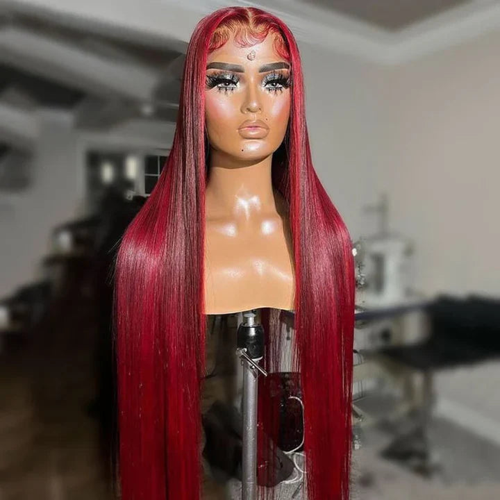 Atikual Red Balayage Color 13*6 Lace Frontal Wig Human Hair 7*5 Pre Cut Lace Glueless Wig Premium 200% Density Wigs