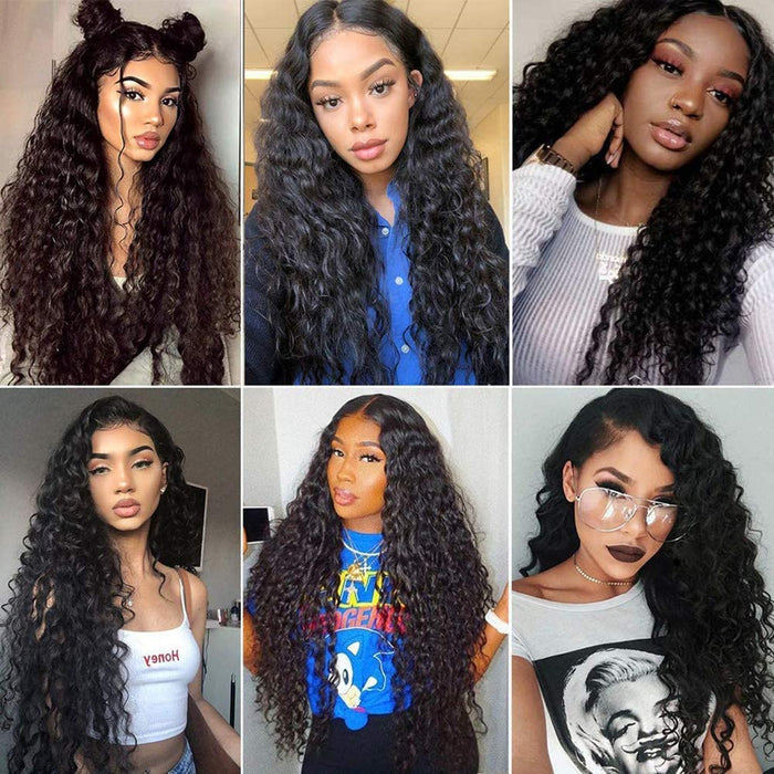 Atikual Water Wave Hair 3 Bundles with 13x4 Lace Frontal 100% Virgin Human Hair No Shedding No Tangle