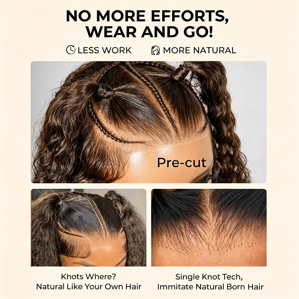 Atikual Glueless #4 Color Deep Wave Stylist Pre-Braided 13x6 Front Wig