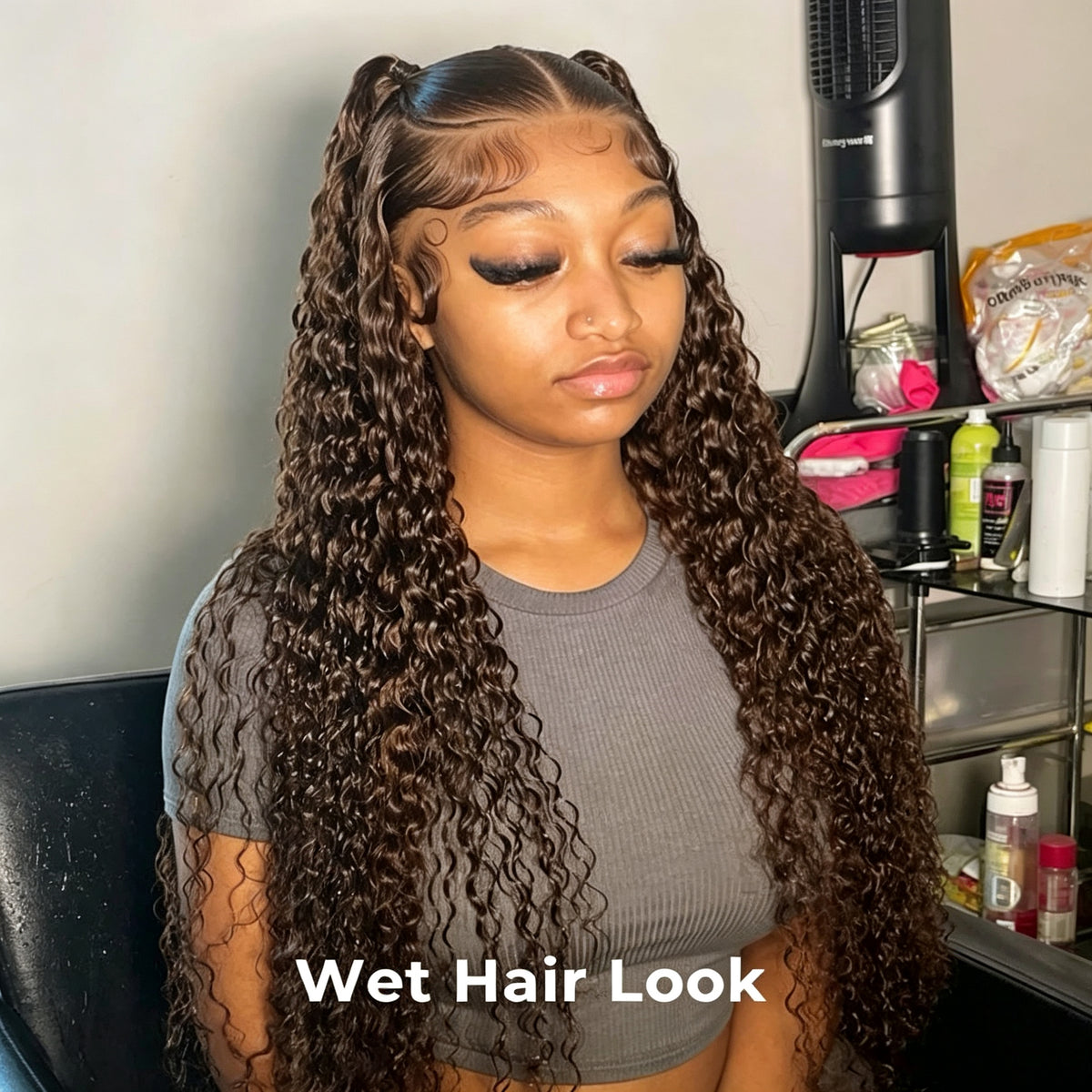 Atikual Glueless #4 Color Deep Wave Stylist Pre-Braided 13x6 Front Wig