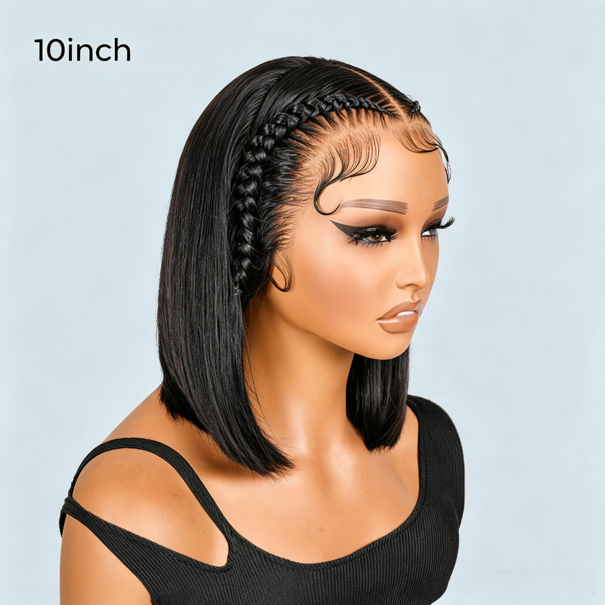 Atikual High Quality  Straight 13*4 Lace Frontal Wig For Women Braided Bob Wig With Baby Hair Human Hair Braiding Wigs