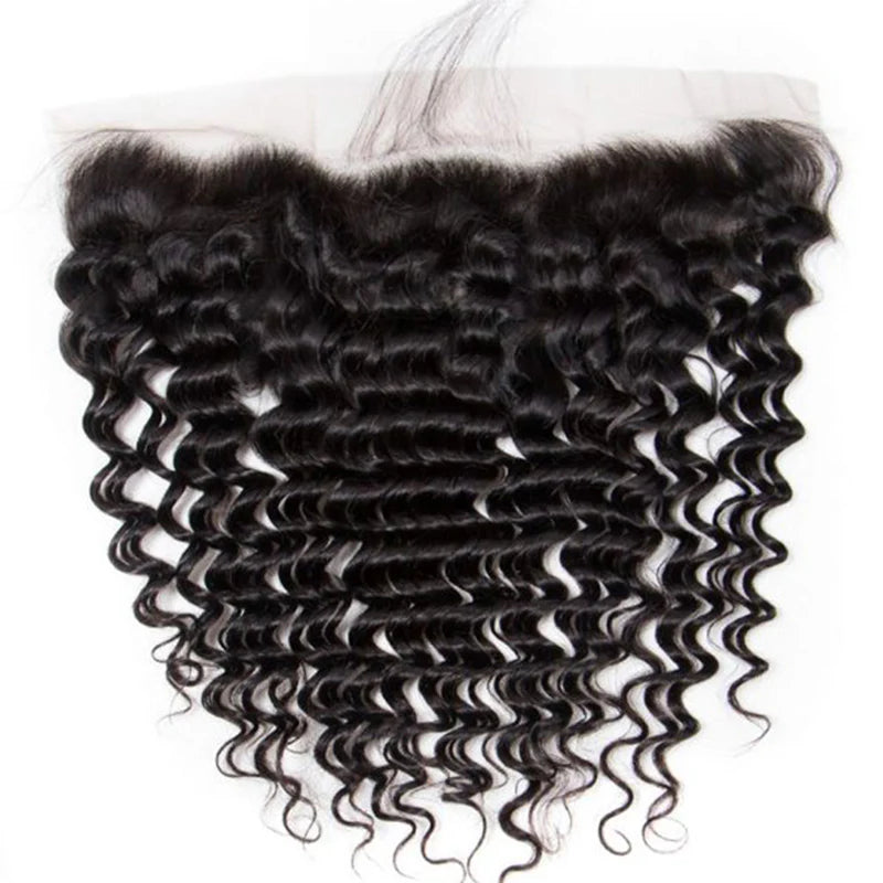 Atikual HD Transparent Lace Frontal Deep Wave 13x4 Ear to Ear Lace Frontal Human Hair 12A Quality