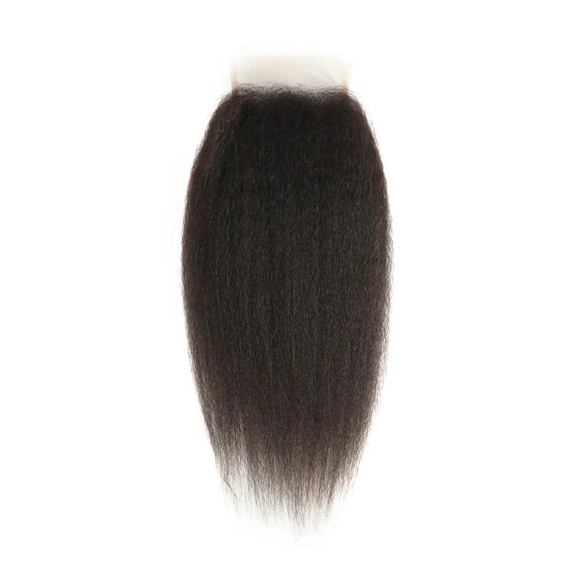Atikual 4x4 HD Transparent Lace Closure Kinky Straight Human Hair Closure Natural Black Hair Top Swiss Lace