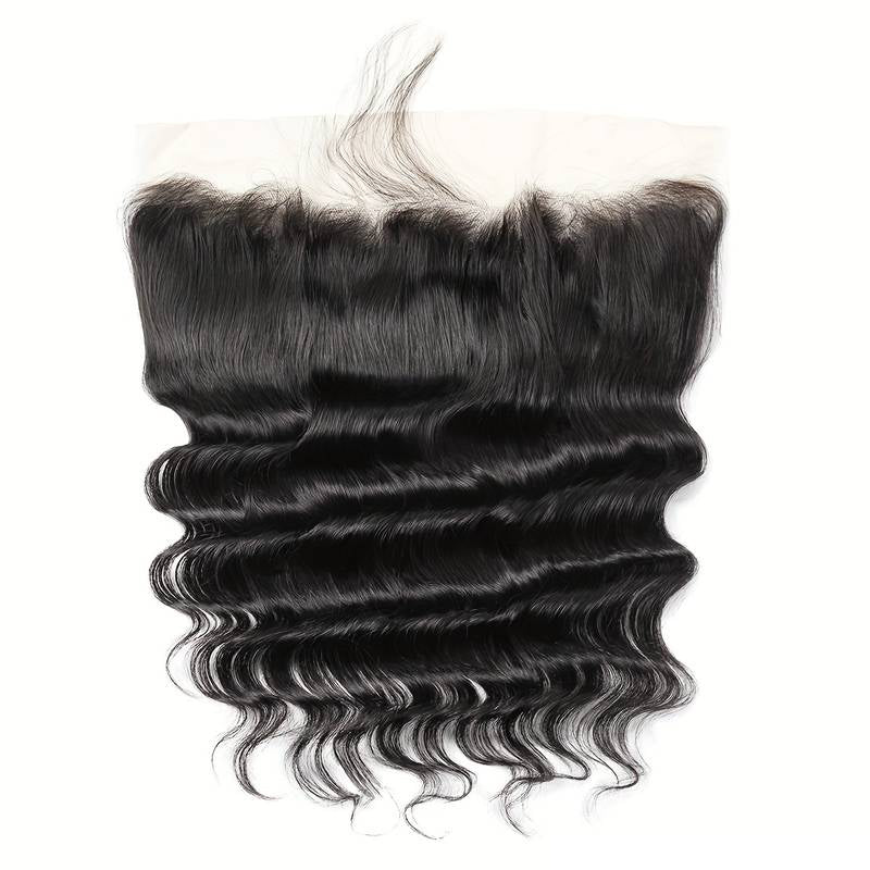 Atikual Loose Deep Wave 13x4 Ear to Ear HD Transparent Lace Frontal Human Hair 12A Quality