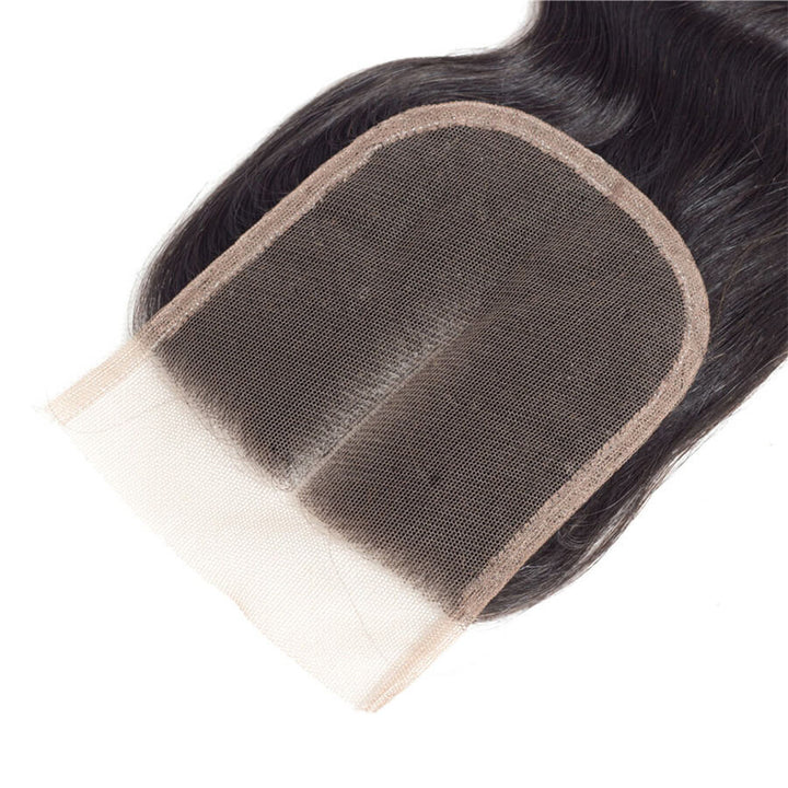 Atikual 4x4 HD Transparent Lace Closure Straight Human Hair Closure Natural Black Hair Top Swiss Lace