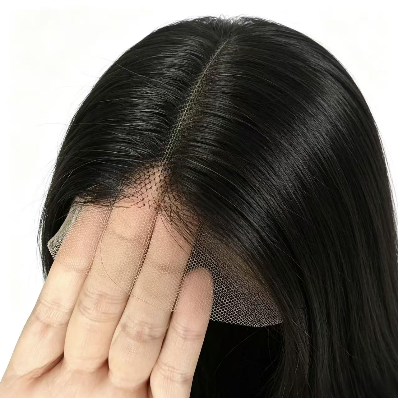 Atikual Glueless Straight Transparent Top Lace Wig T1b/4 Human Hair Wigs