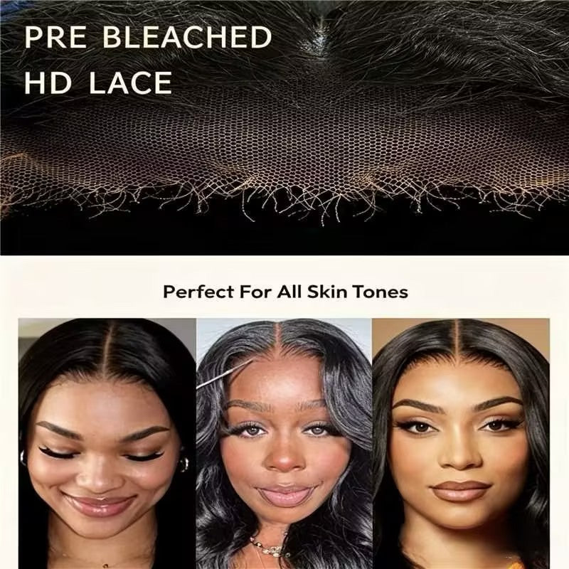 Pre-Braiding Curved Moon Water Wave Human Hair Wig 5x5 HD Transparent Lace Front Wigs