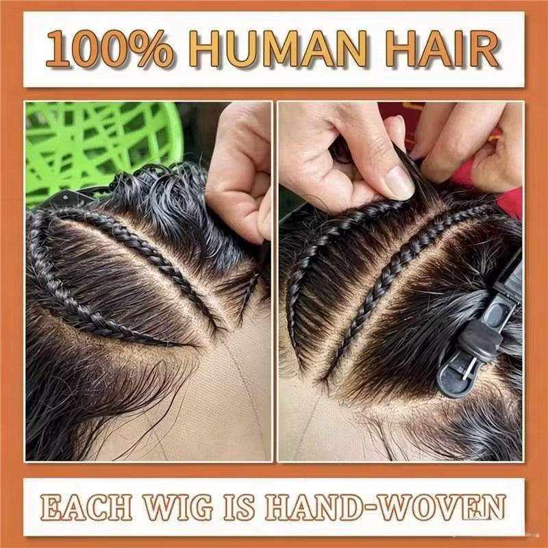 Pre-Braiding Curved Moon Water Wave Human Hair Wig 5x5 HD Transparent Lace Front Wigs