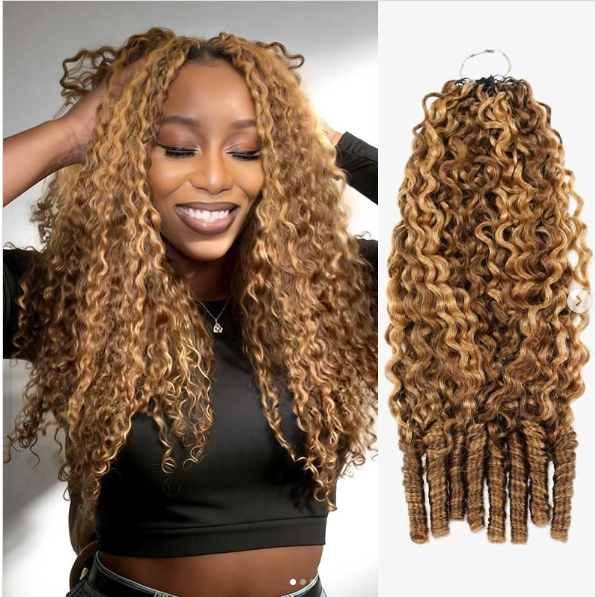 Atikual Highlight 4/27 Burmese Curly Crochet Human Hair with Miracle Knots Easy Install