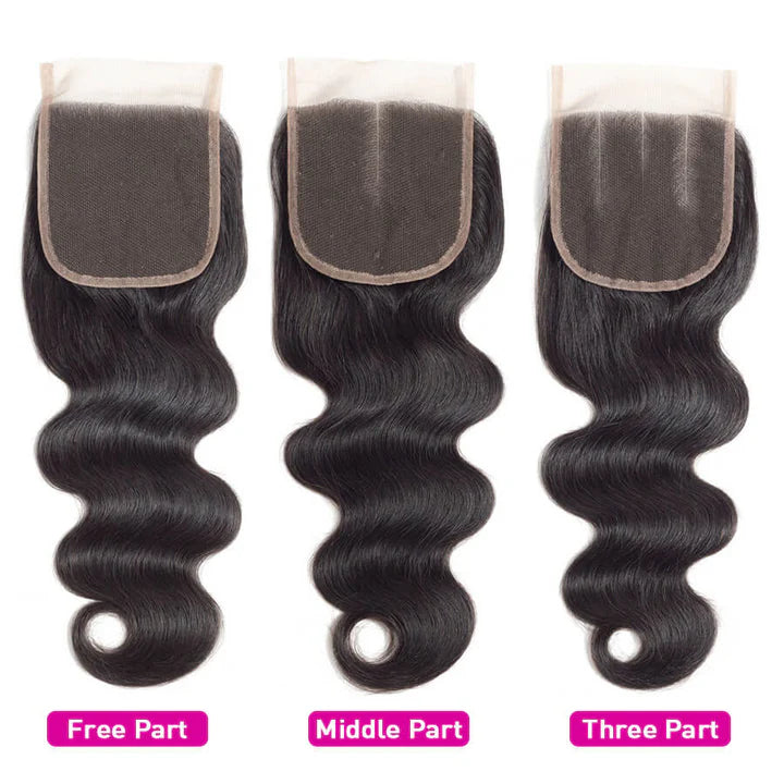 Atikual 4x4 HD Transparent Lace Closure Body Wave Human Hair Closure Natural Black Hair Top Swiss Lace
