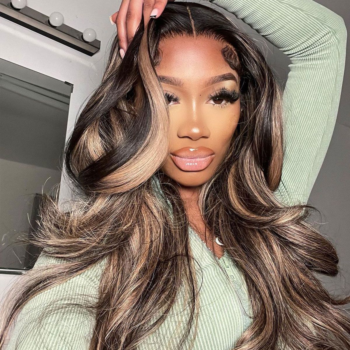 Atikual Balayage Honey Blonde Highlight 7x5 13x4 Lace Glueless Wig Body Wave HD Lace Wig Human Hair