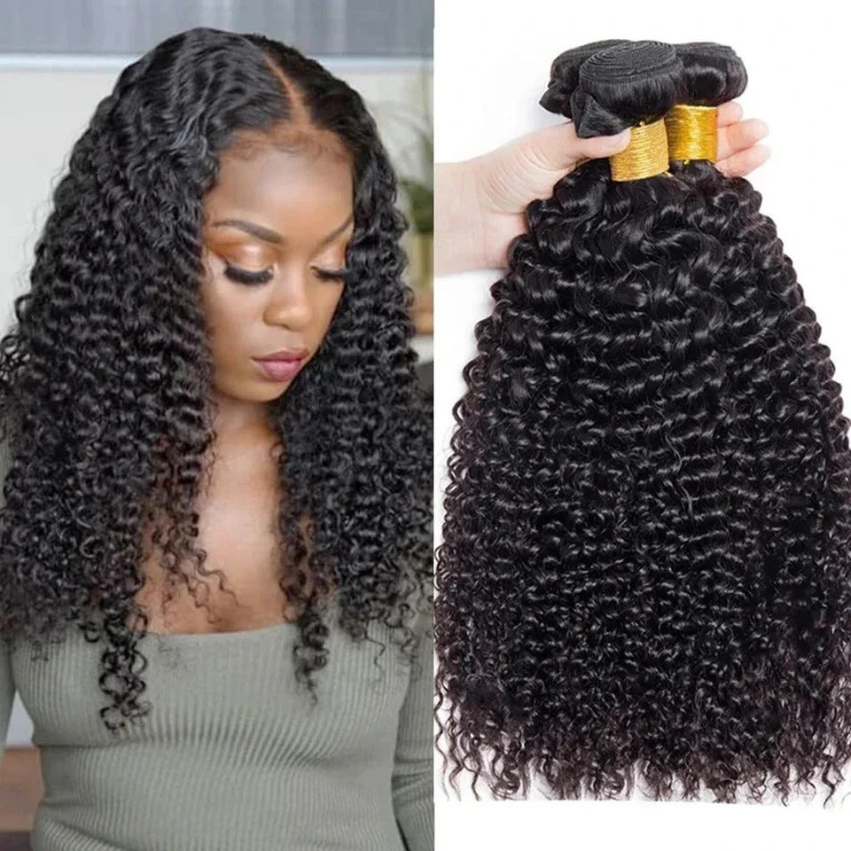 Atikual Kinky Curly Hair Weave 4 Bundles Unprocessed Virgin Brazilian Hair Bundles Kinky Curly Human Hair Extenison