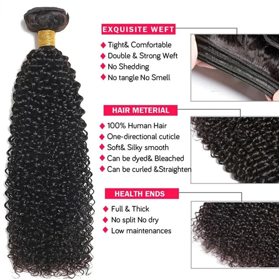 Atikual Kinky Curly Hair Weave 4 Bundles Unprocessed Virgin Brazilian Hair Bundles Kinky Curly Human Hair Extenison