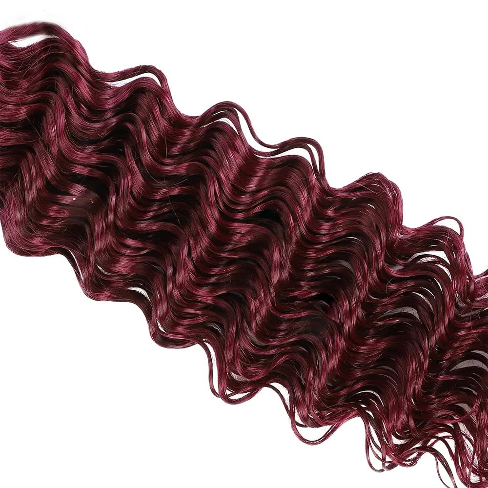 Atikual 99j Burgundy Deep Wave Bundles Colored Human Hair Bundle Weaves 4 Pcs Brazilian Remy Hair Extension Curly Hair