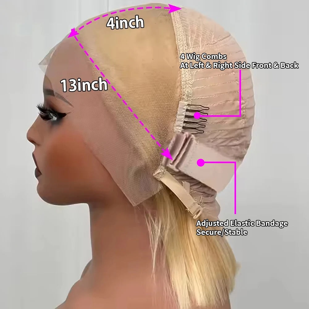 Atikual 613 Blonde Bob Lace Hair Short Body Wave Side Part Lace Front Wig